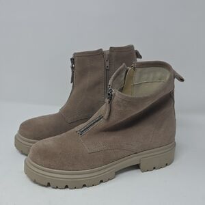 Cruza Made In Portugal Tan Suede Ankle Boots with Zipper Size 7.5